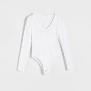 Reserved - Bluză cu decolteu în „V” - Ivory