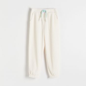 Reserved - Pantaloni din jerseu structurat - Ivory