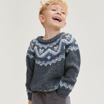 Reserved - Pulover tricotat jacard - Albastru