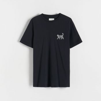 Reserved - Tricou cu croială regular și imprimeu - Negru