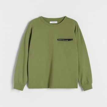 Reserved - Tricou oversized cu mânecă lungă - Verde