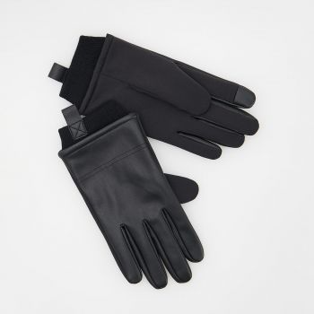 Reserved - Mănuși din materiale combinate - Negru