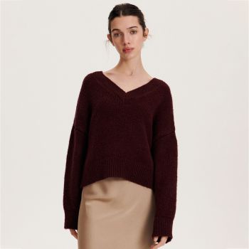 Reserved - Pulover din tricot moale - Bordo de firma original