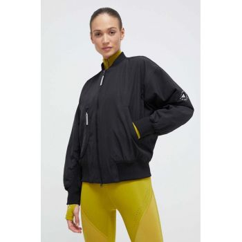 adidas by Stella McCartney geacă bomber femei, culoarea negru, de tranziție, oversize IP1370