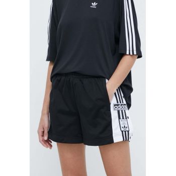 adidas Originals pantaloni scurți Adibreak de damă, culoarea negru, cu aplicații, talie înaltă IU2518