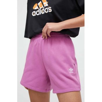 adidas Originals pantaloni scurți femei, culoarea roz, uni, high waist IR5958 ieftini