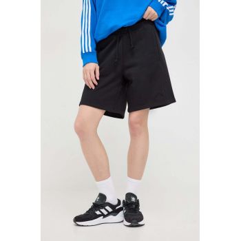 adidas pantaloni scurți femei, culoarea negru, uni, high waist IW1253