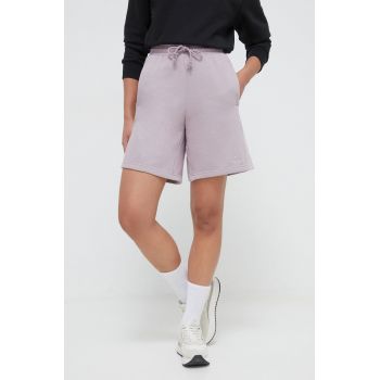 adidas pantaloni scurți femei, culoarea violet, uni, high waist IW3800