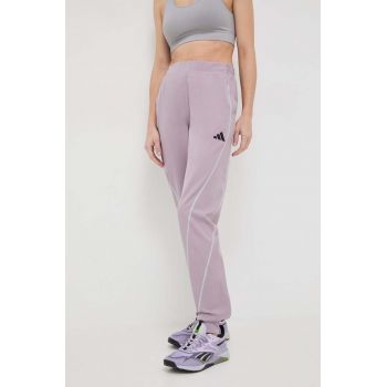 adidas Performance pantaloni de antrenament Woven culoarea roz, neted