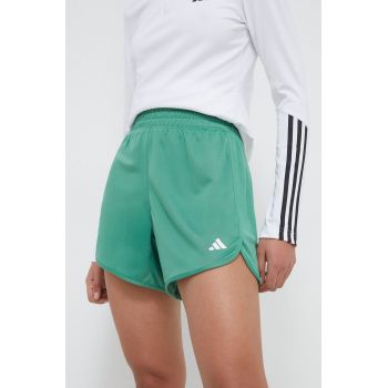 adidas Performance pantaloni scurți de antrenament Pacer culoarea verde, uni, high waist IR6236 la reducere