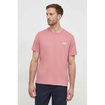 Michael Kors tricou din bumbac barbati, culoarea roz, cu imprimeu de firma original