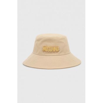 Moschino palarie din bumbac culoarea bej, bumbac de firma originala