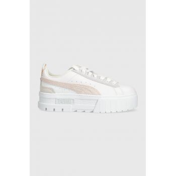 Puma sneakers din piele Mayze Mix Wns culoarea alb 387212