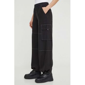 Résumé pantaloni femei, culoarea negru, drept, high waist