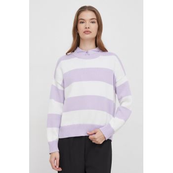 United Colors of Benetton pulover de bumbac culoarea violet ieftin