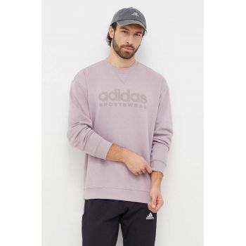 adidas bluză bărbați, culoarea violet, cu imprimeu IW1192