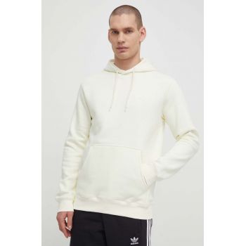 adidas Originals bluză Trefoil Essentials Hoody bărbați, culoarea bej, cu glugă, uni, IR7790 ieftin