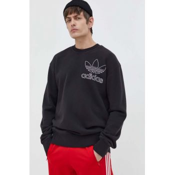 adidas Originals hanorac de bumbac bărbați, culoarea negru, cu imprimeu IU2350