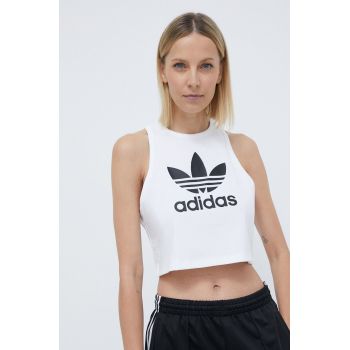 adidas Originals top Trefoil Tank femei, culoarea alb, IP0679