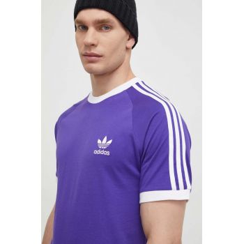 adidas Originals tricou din bumbac 3-Stripes Tee bărbați, culoarea violet, cu imprimeu, IM9394 ieftin