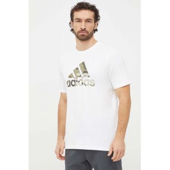 adidas tricou din bumbac bărbați, culoarea alb, cu imprimeu IN6472 de firma original