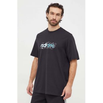 adidas tricou din bumbac bărbați, culoarea negru, cu imprimeu IM8311