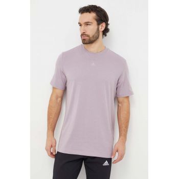 adidas tricou din bumbac bărbați, culoarea violet, uni IR9116 ieftin