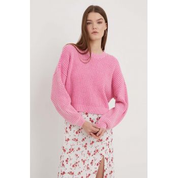 Hollister Co. pulover femei, culoarea roz de firma original