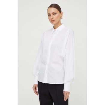 Liviana Conti cămașă femei, culoarea alb, cu guler clasic, regular F4SK69