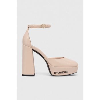 Love Moschino pumps culoarea bej, cu toc drept JA1028CG1IIH0601