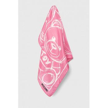 Moschino batistă de buzunar de mătase culoarea roz de firma originala