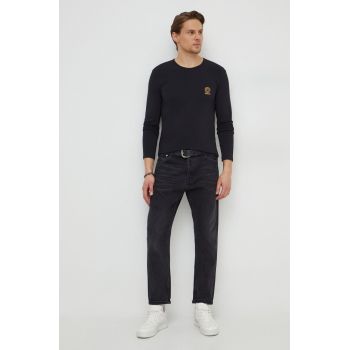 Versace longsleeve barbati, culoarea negru, cu imprimeu ieftin