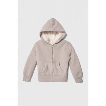 Abercrombie & Fitch bluza copii culoarea bej, cu glugă, neted