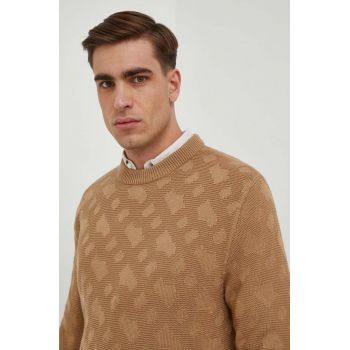 BOSS pulover de lana barbati, culoarea bej, light
