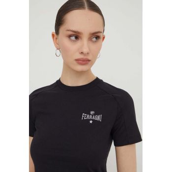 Chiara Ferragni tricou din bumbac femei, culoarea negru