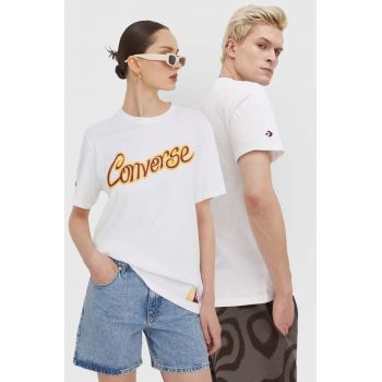 Converse tricou din bumbac Converse x Wonka culoarea alb, cu imprimeu ieftin