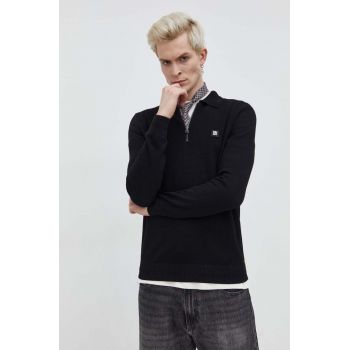 HUGO pulover din amestec de lana barbati, culoarea negru