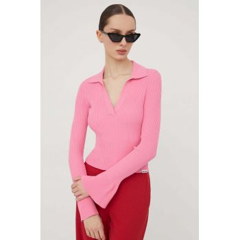 HUGO pulover femei, culoarea roz, light