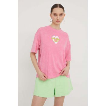 HUGO tricou din bumbac femei, culoarea roz 50508717