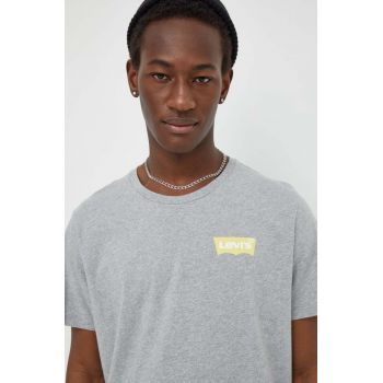 Levi's tricou din bumbac barbati, culoarea gri, cu imprimeu