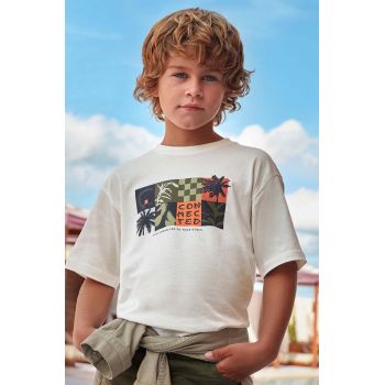 Mayoral tricou de bumbac pentru copii culoarea bej, cu imprimeu