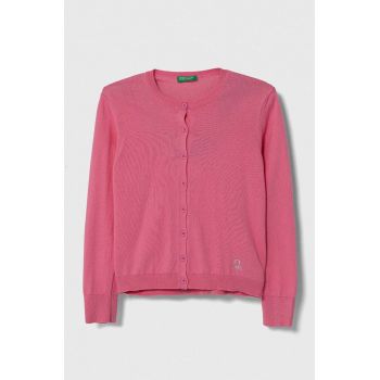 United Colors of Benetton cardigan copii culoarea roz, light de firma original