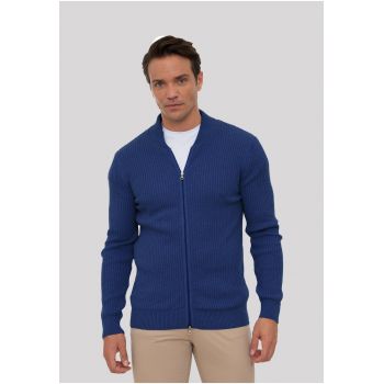 Cardigan striat cu fermoar