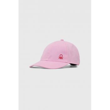 United Colors of Benetton șapcă din bumbac pentru copii culoarea roz, neted ieftina