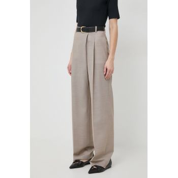 BOSS pantaloni de lână drept, high waist 50505608