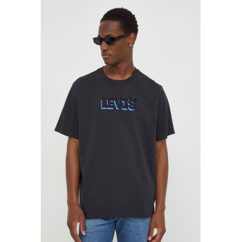 Levi's tricou din bumbac barbati, culoarea negru, cu imprimeu