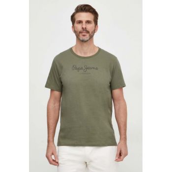 Pepe Jeans tricou din bumbac Eggo barbati, culoarea verde, cu imprimeu ieftin