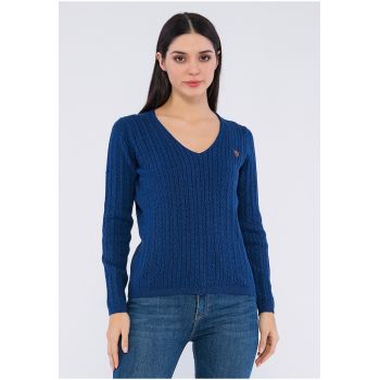 Pulover slim fit cu model torsade