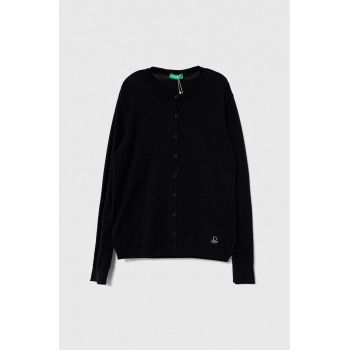 United Colors of Benetton cardigan copii culoarea negru, light de firma original