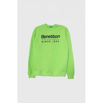 United Colors of Benetton hanorac de bumbac pentru copii culoarea verde, modelator ieftin